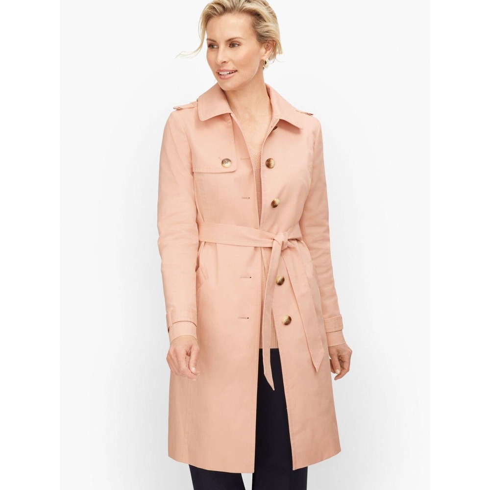Talbots Polished Trench Coat Tie Belt Pink Women's Plus Size 3X - Picture 1 of 12